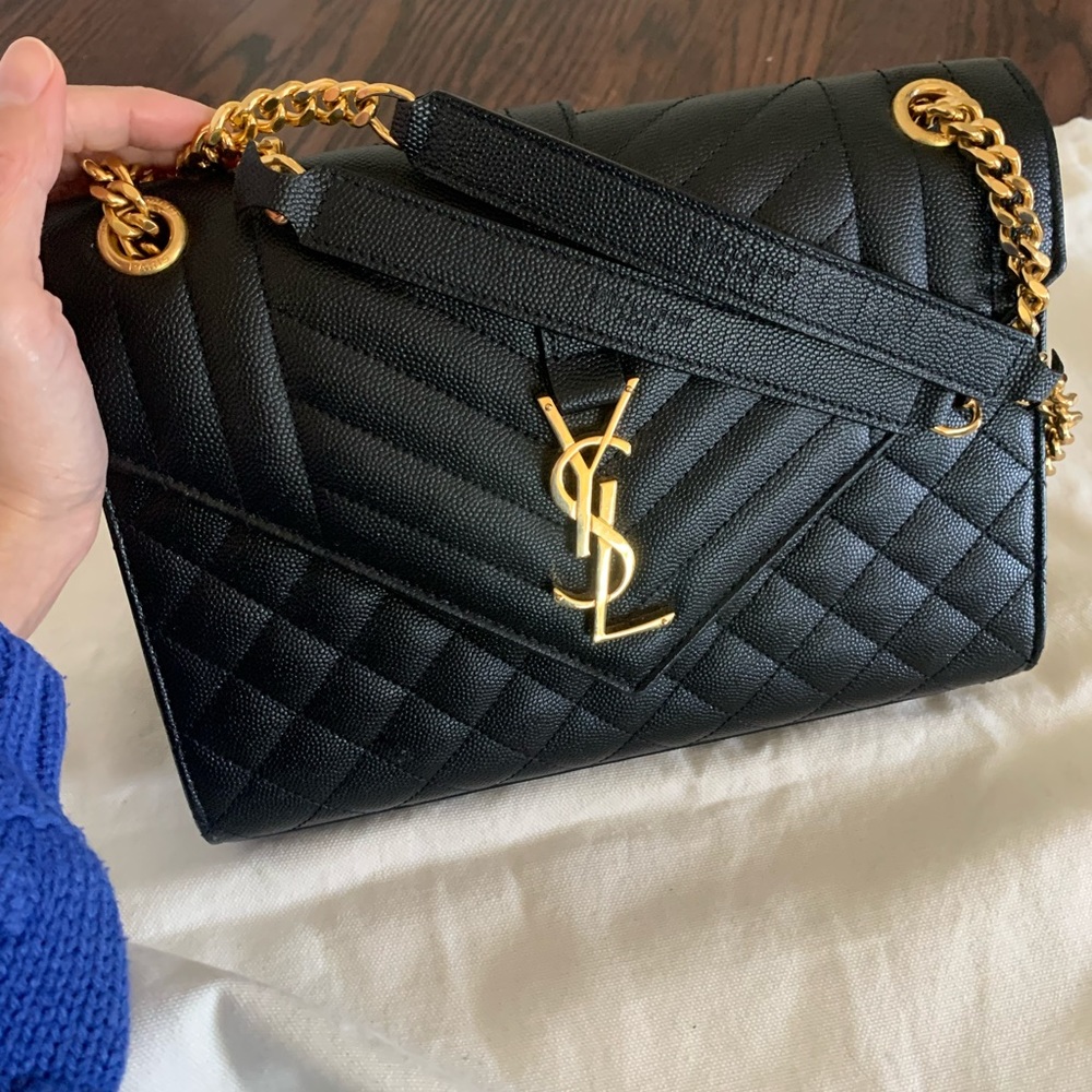 YSL black Medium Mixed Metalasse envelope bag